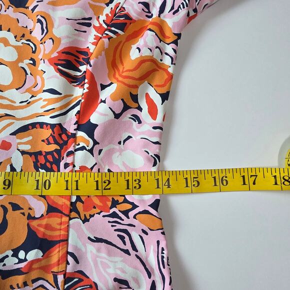 J.McLaughlin Multicolor Floral Shift Dress XS 3/4 Sleeve Stretch Knit w/ Pockets - Picture 9 of 13